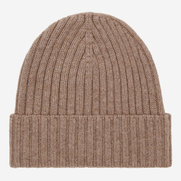 Milano (black) - 100% cashmere ribbed beanie (unisex)  - Leather Gloves Online - Luxury Beanie - 1