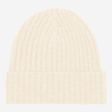 Milano (cream) - 100% cashmere ribbed beanie (unisex)