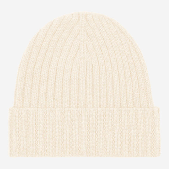 Milano (cream) - 100% cashmere ribbed beanie (unisex) Milano (cream) - 100% cashmere ribbed beanie (unisex) - Leather Gloves Online - Luxury Beanie - 1