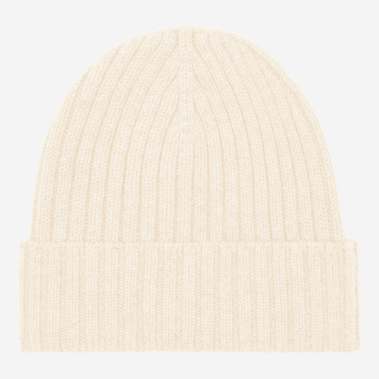Milano (cream) - 100% cashmere ribbed beanie (unisex) Milano (cream) - 100% cashmere ribbed beanie (unisex) - Leather Gloves Online - Luxury Beanie - 1