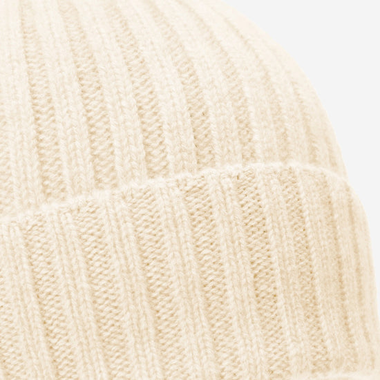 Milano (cream) - 100% cashmere ribbed beanie (unisex) Milano (cream) - 100% cashmere ribbed beanie (unisex) - Leather Gloves Online - Luxury Beanie - 2