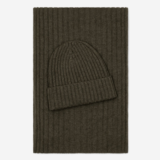 Milano (dark green) - 100% cashmere ribbed beanie (unisex) - Leather Gloves Online - Luxury Beanie - 4