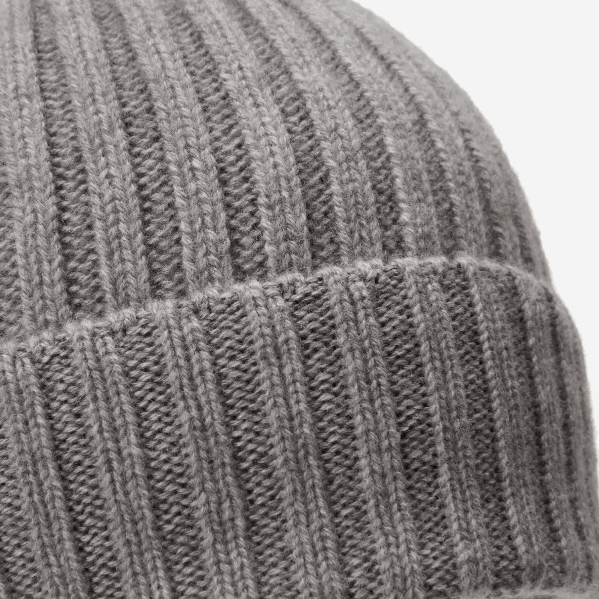 Milano (light grey) - 100% cashmere ribbed beanie (unisex)- Leather Gloves Online - Luxury Beanie - 2