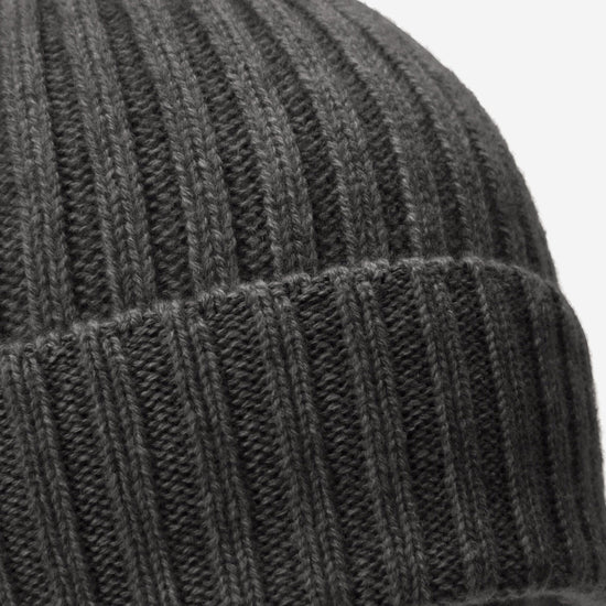 Milano (dark grey) - 100% cashmere ribbed beanie (unisex) - Leather Gloves Online - Luxury Beanie - 2