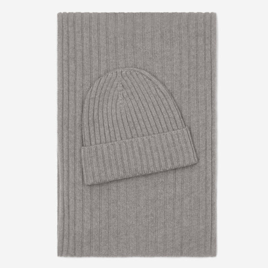Milano (light grey) - 100% cashmere ribbed beanie (unisex)- Leather Gloves Online - Luxury Beanie - 4