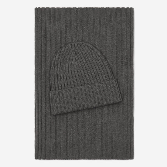 Milano (dark grey) - 100% cashmere ribbed beanie (unisex) - Leather Gloves Online - Luxury Beanie - 4