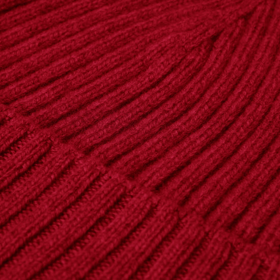 Milano (red) - 100% cashmere ribbed beanie (unisex) - Leather Gloves Online - Luxury Beanie - 3