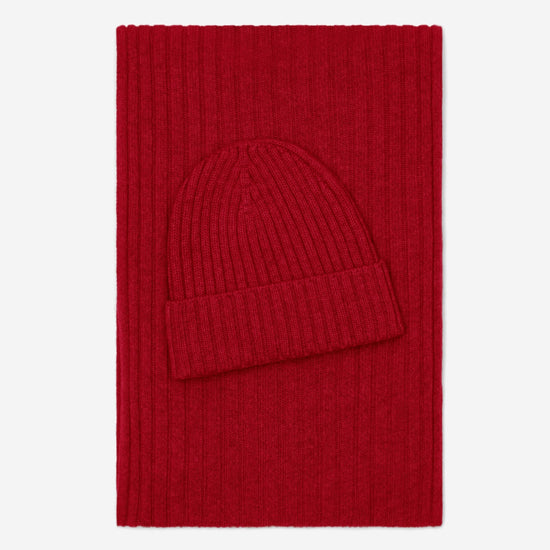 Milano (red) - 100% cashmere ribbed beanie (unisex) - Leather Gloves Online - Luxury Beanie - 4