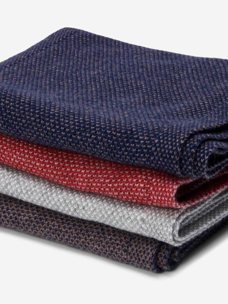 Riccardo (brown & blue) - 100% cashmere scarf with pattern- Leather Gloves Online - Luxury Italian Scarf - 6