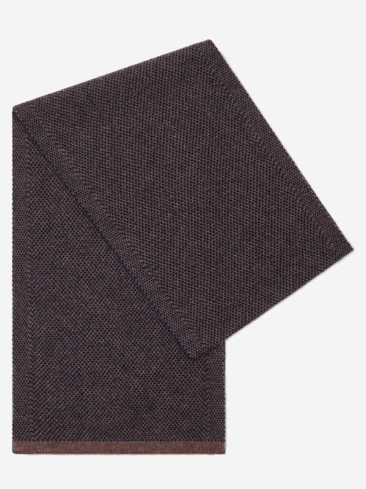 Riccardo (brown & blue) - 100% cashmere scarf with pattern- Leather Gloves Online - Luxury Italian Scarf - 1
