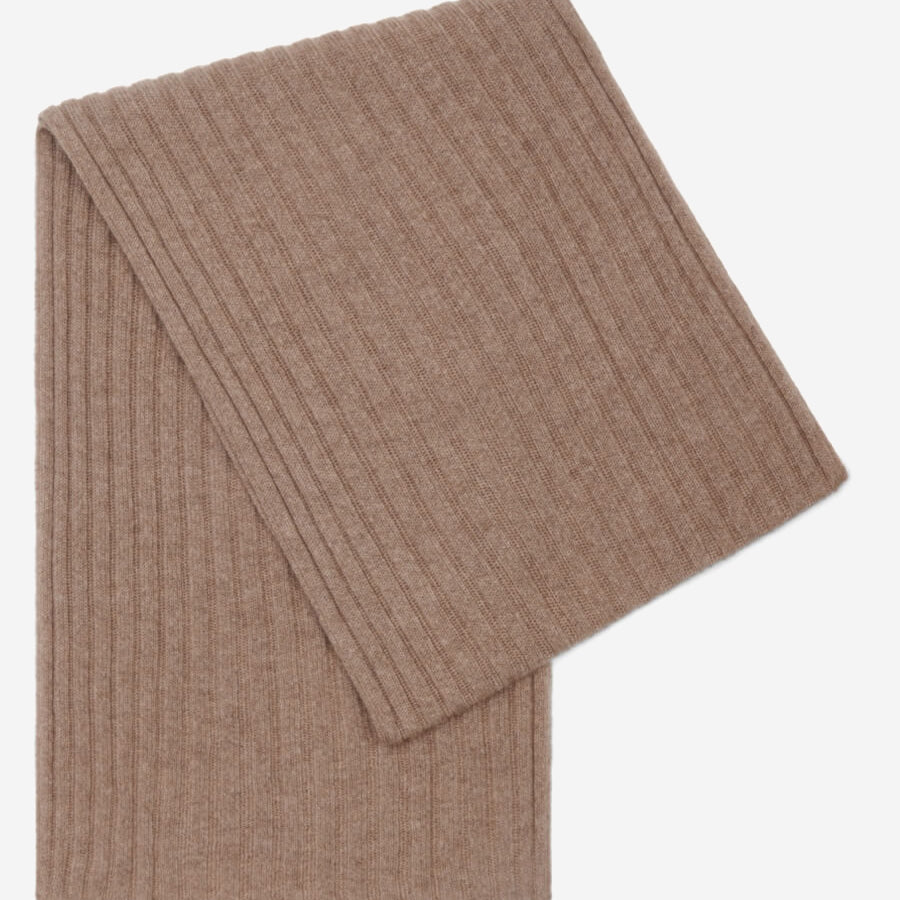 Napoli (brown) - 100% cashmere ribbed scarf (unisex)- Leather Gloves Online - Luxury Italian Scarf - 1