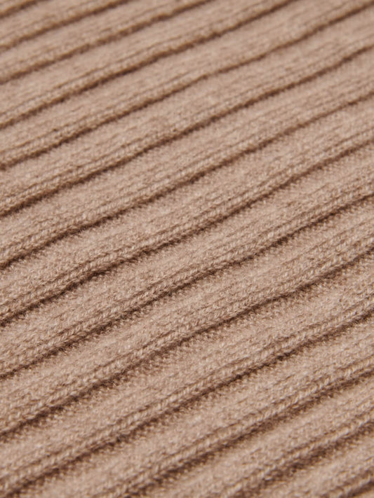 Napoli (brown) - 100% cashmere ribbed scarf (unisex)- Leather Gloves Online - Luxury Italian Scarf - 2