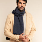 Cashmere Scarf Blue & Brown Men Riccardo - Leather Gloves Online® - Luxury Leather Gloves - Made in Italy - 8