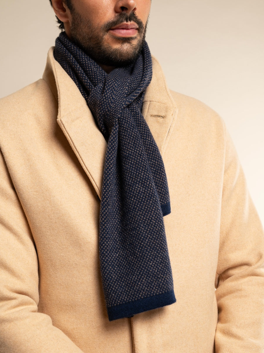 Cashmere Scarf Blue & Brown Men Riccardo - Leather Gloves Online® - Luxury Leather Gloves - Made in Italy - 9