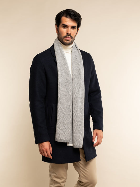 Riccardo (grey & white) - 100% cashmere scarf with pattern - Leather Gloves Online - Luxury Italian Scarf - 8