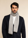 Riccardo (grey & white) - 100% cashmere scarf with pattern - Leather Gloves Online - Luxury Italian Scarf - 2