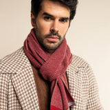 Cashmere Scarf Red & Grey Men Riccardo - Leather Gloves Online® - Luxury Leather Gloves - Made in Italy - 2