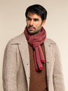 Riccardo (red & grey) - 100% cashmere scarf with pattern - Leather Gloves Online - Luxury Italian Scarf - 8