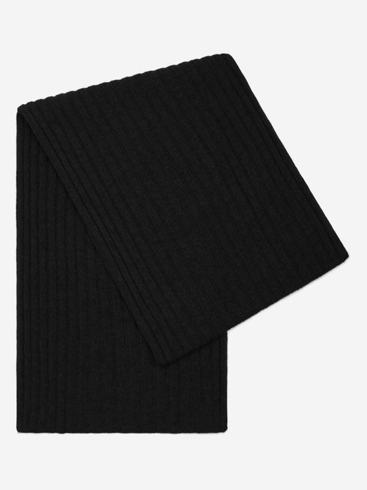 Napoli (black) - Italian 100% cashmere ribbed scarf (unisex)