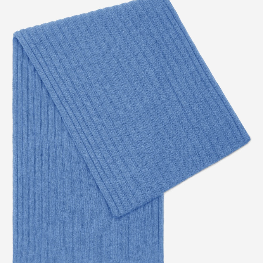 Napoli (light blue) - 100% cashmere ribbed scarf (unisex)- Leather Gloves Online - Luxury Italian Scarf - 1