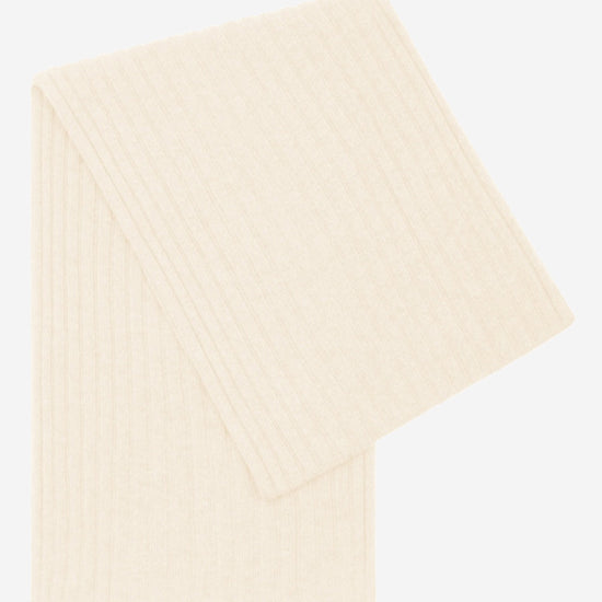Napoli (cream) - 100% cashmere ribbed scarf (unisex)- Leather Gloves Online - Luxury Italian Scarf - 1