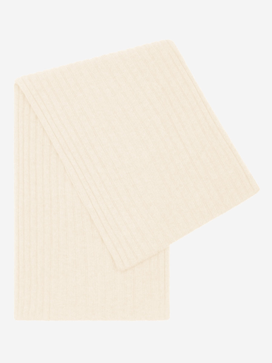 Napoli (cream) - 100% cashmere ribbed scarf (unisex)- Leather Gloves Online - Luxury Italian Scarf - 1