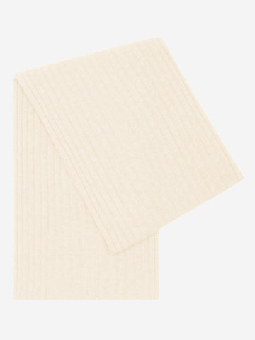 Napoli (cream) - 100% cashmere ribbed scarf (unisex)- Leather Gloves Online - Luxury Italian Scarf - 1