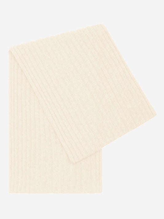 Napoli (cream) - 100% cashmere ribbed scarf (unisex)- Leather Gloves Online - Luxury Italian Scarf - 1