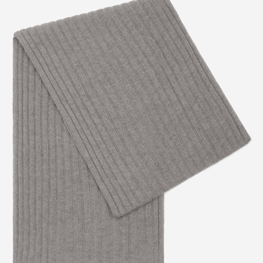 Napoli (light grey) - 100% cashmere ribbed scarf (unisex)- Leather Gloves Online - Luxury Italian Scarf - 1