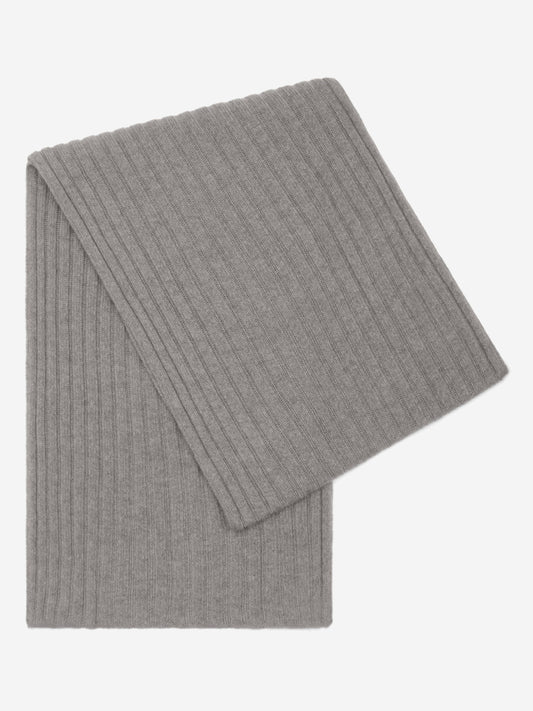 Napoli (light grey) - 100% cashmere ribbed scarf (unisex)- Leather Gloves Online - Luxury Italian Scarf - 1