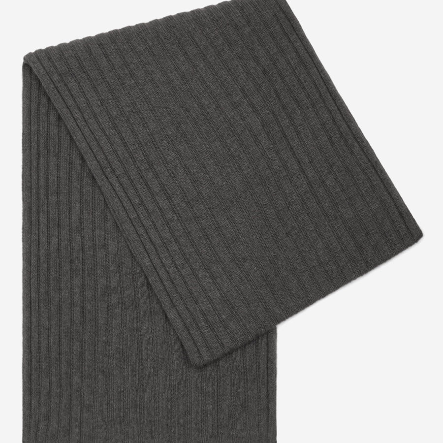 Napoli (dark grey) - 100% cashmere ribbed scarf (unisex)- Leather Gloves Online - Luxury Italian Scarf - 1