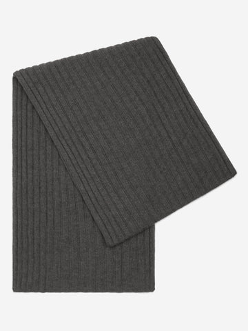 Napoli (dark grey) - 100% cashmere ribbed scarf (unisex)- Leather Gloves Online - Luxury Italian Scarf - 1