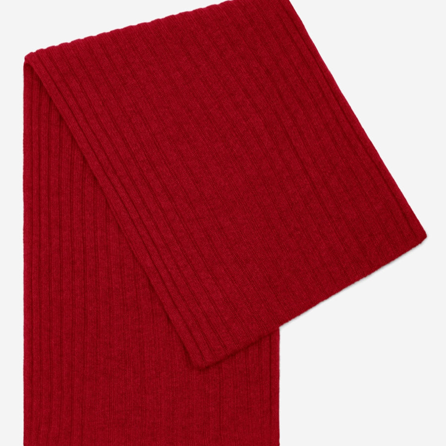 Napoli (red) - 100% cashmere ribbed scarf (unisex)- Leather Gloves Online - Luxury Italian Scarf - 1