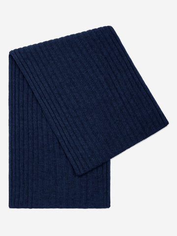 Napoli (navy blue) - 100% cashmere ribbed scarf (unisex)- Leather Gloves Online - Luxury Italian Scarf - 1