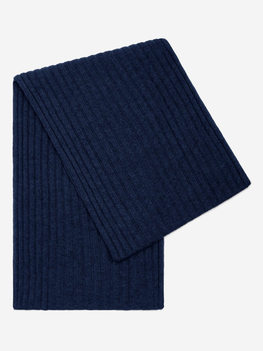 Napoli (navy blue) - 100% cashmere ribbed scarf (unisex)- Leather Gloves Online - Luxury Italian Scarf - 1