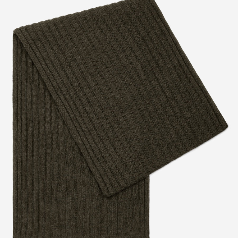 Napoli (dark green) - 100% cashmere ribbed scarf (unisex)- Leather Gloves Online - Luxury Italian Scarf - 1