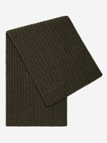 Napoli (dark green) - 100% cashmere ribbed scarf (unisex)- Leather Gloves Online - Luxury Italian Scarf - 1