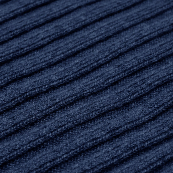 Napoli (navy blue) - 100% cashmere ribbed scarf (unisex)- Leather Gloves Online - Luxury Italian Scarf - 2