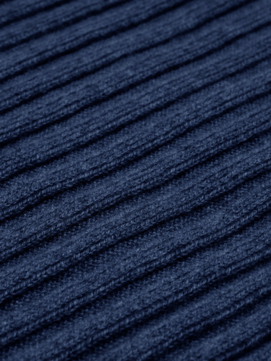 Napoli (navy blue) - 100% cashmere ribbed scarf (unisex)- Leather Gloves Online - Luxury Italian Scarf - 2