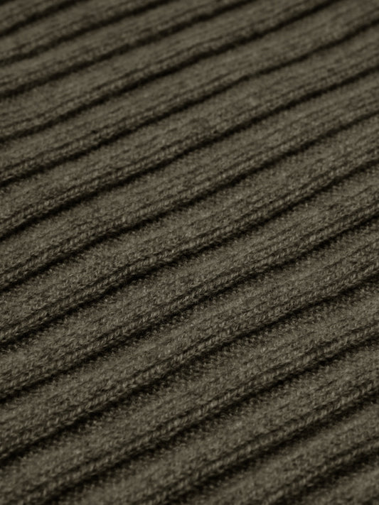 Napoli (dark green) - 100% cashmere ribbed scarf (unisex)- Leather Gloves Online - Luxury Italian Scarf - 2