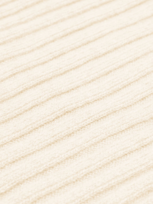 Napoli (cream) - 100% cashmere ribbed scarf (unisex)- Leather Gloves Online - Luxury Italian Scarf - 2