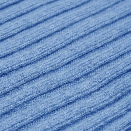 Napoli (light blue) - 100% cashmere ribbed scarf (unisex)- Leather Gloves Online - Luxury Italian Scarf - 2