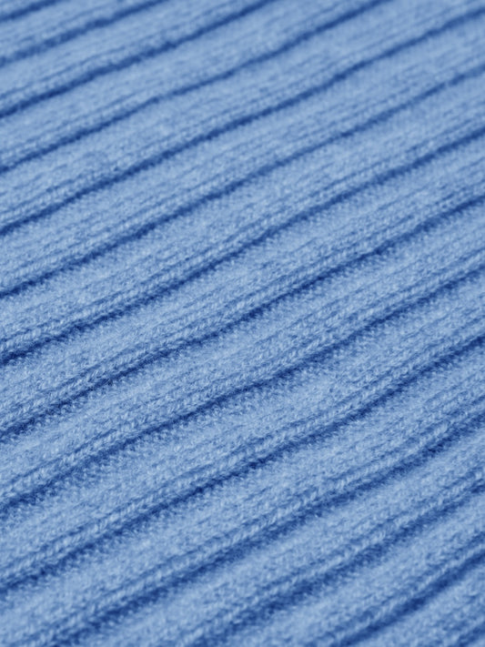 Napoli (light blue) - 100% cashmere ribbed scarf (unisex)- Leather Gloves Online - Luxury Italian Scarf - 2