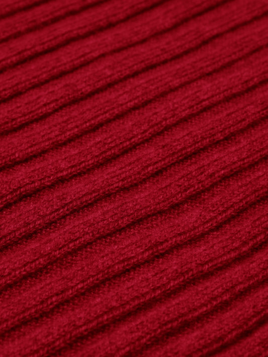 Napoli (red) - 100% cashmere ribbed scarf (unisex)- Leather Gloves Online - Luxury Italian Scarf - 2