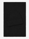 Napoli (black) - 100% cashmere ribbed scarf (unisex)- Leather Gloves Online - Luxury Beanie - 4