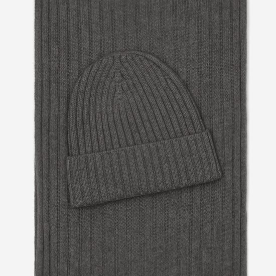 Napoli (dark grey) - 100% cashmere ribbed scarf (unisex)- Leather Gloves Online - Luxury Italian Scarf - 4