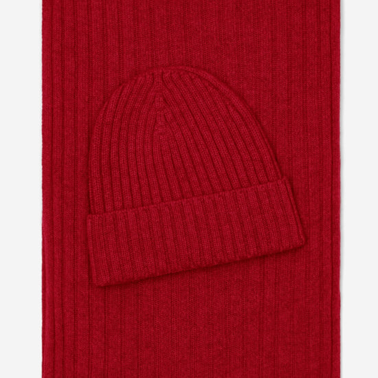 Napoli (red) - 100% cashmere ribbed scarf (unisex)- Leather Gloves Online - Luxury Italian Scarf - 4