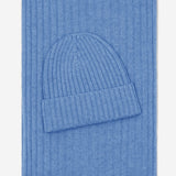 Napoli (light blue) - 100% cashmere ribbed scarf (unisex)