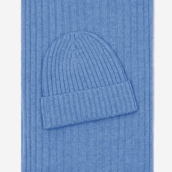 Napoli (light blue) - 100% cashmere ribbed scarf (unisex)- Leather Gloves Online - Luxury Italian Scarf - 4