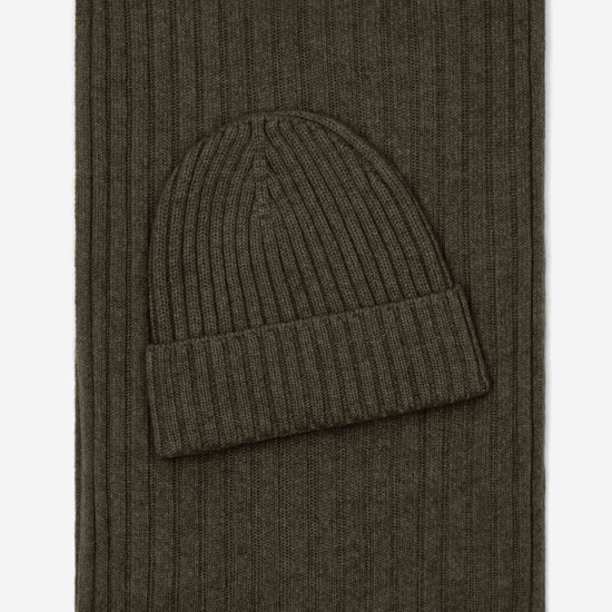 Napoli (dark green) - 100% cashmere ribbed scarf (unisex)- Leather Gloves Online - Luxury Italian Scarf - 4